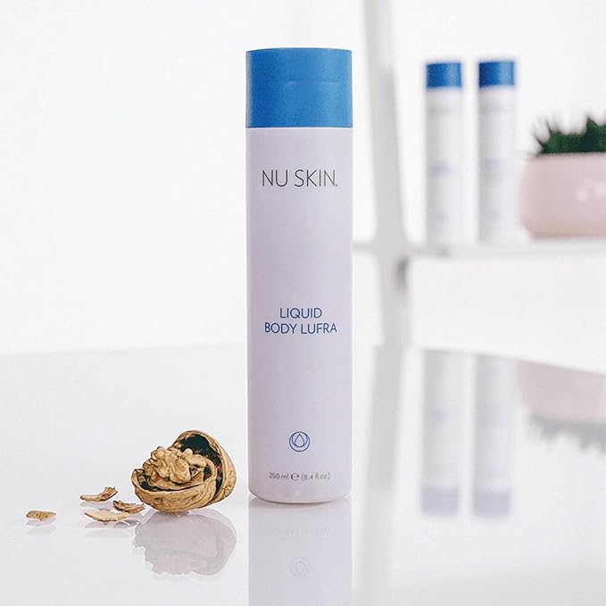 Nu Skin Liquid Body Lufra | Exfoliating and Face Moisturizer, Body Wash For Skin Care | With Ground Walnut Shells, Aloe Vera, Glycerin | Wet skin with Water-work into lather-rinse | 8.4 Fl Oz | 2 Pack
