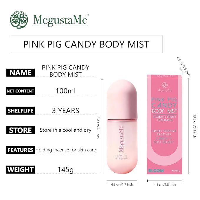4D Pink Candy Body Spray for Women, Long Lasting Sweet Candy Fragrance Mist, Paraben & Phthalate Free, Lightweight Non-Sticky Daily Perfume, Skin Safe Girly Body Scent, Travel Size 3.38 fl oz