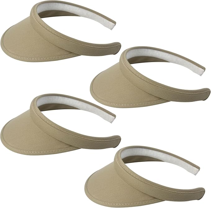 4 Pack Sun Visor Hats Women Men Clip on Cotton Wide Brim Visors Hat Outdoor Sports Golf Beach Travel Tennis Caps