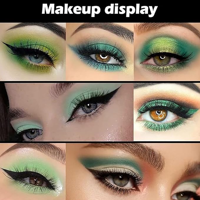 K'APEINE Green Eyeshadow Palette, Matte Glitter Eye Shadow Palette Pigmented Eye Makeup Palette 16 Colors Goth Eyeshade Kit for Rave Parties, Music Festival, Performance, Costume and Halloween