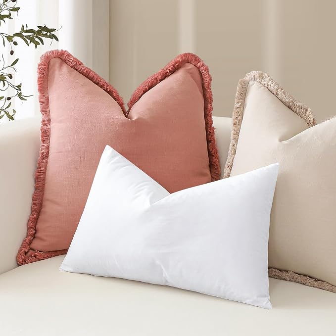 Artscope Synthetic Down Pillow Insert, 19x19 Throw Pillow Inserts Set of 2 | Down Alternative Ultra Soft Fluffy Sleeping Pillow, 100% Cotton Cover, Decorative Pillows-White