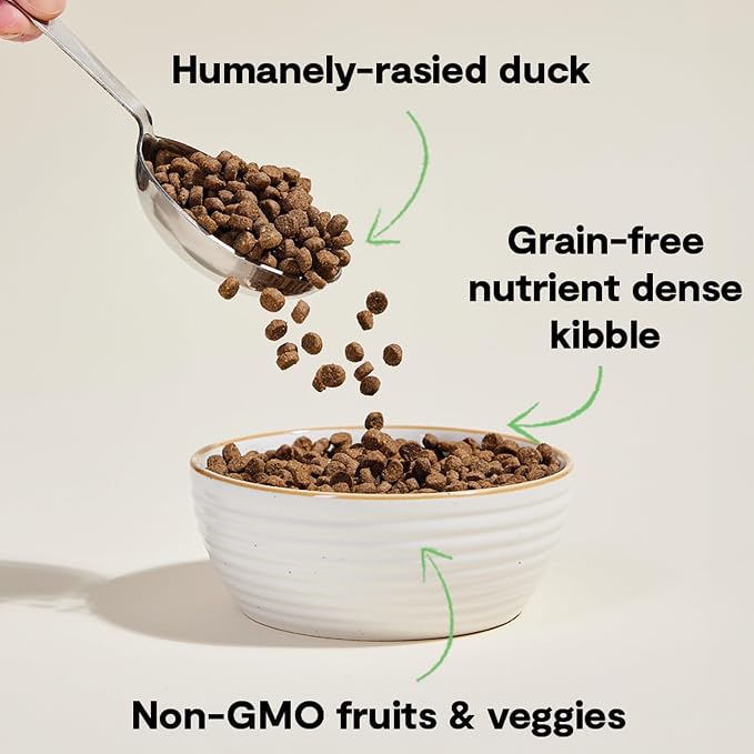 Open Farm Grain Free Dry Cat Food, Farmstead Duck Kibble, 4lb Bag | All Life Stages, High Protein, Prebiotic Fibers, 100% Traceable Ingredients, Non-GMO Fruits & Veggies.