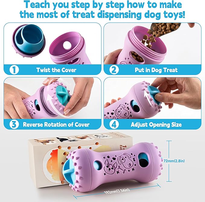 PETSTA 2 Pack Dog Puzzle Toys, Adjustable Treat Dispensing Slow Feeder Toy, Interactive Dog Enrichment Toy for Brain Stimulation and Boredom Relief