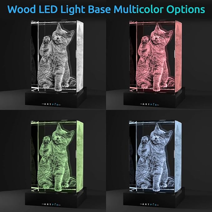 ArtPix 3D Premium Crystal Photo, Christmas Personalized Gifts for Women, Wife, Her, Him, Men, Husband, Grandma, Great Xmas Customized Gift With Your Own Photo, Custom Glass 3D Laser Etched Picture