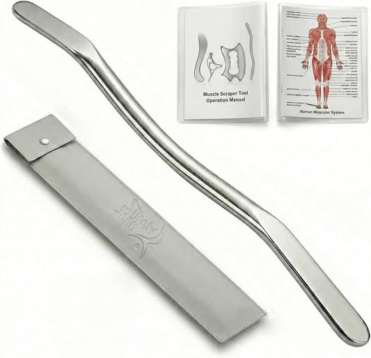Muscle Scraper Tool Stainless Steel, Gua sha Tool Set for Full Body, Metal Myofascial Release Tool, Scraping Tool Physical Therapy Equipment, Deep Tissue Massager Fascia Scraper (Bow Scrapper)