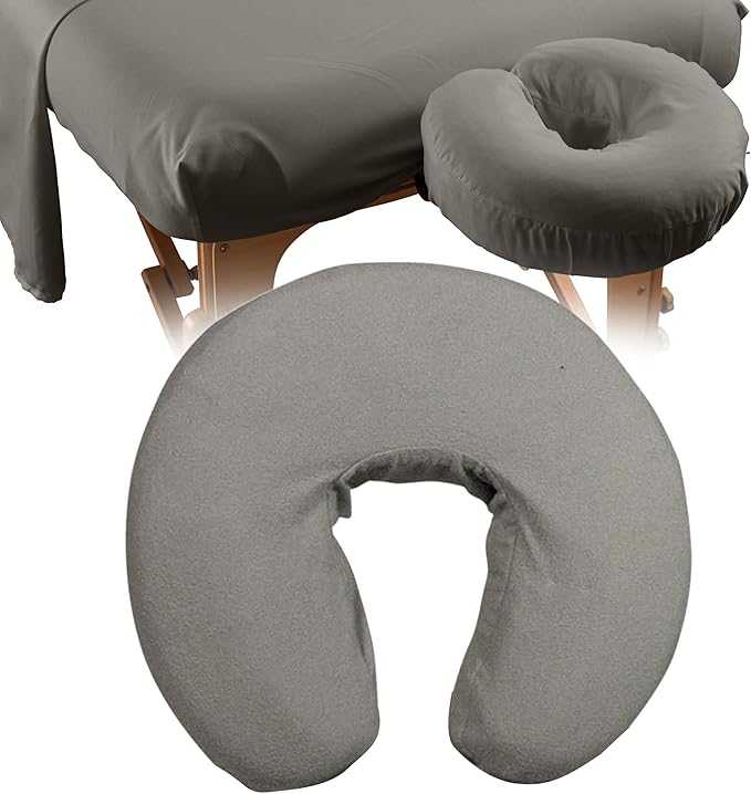 NRG Deluxe Flannel Face Cradle Covers 100% Brushed Cotton Face Rest Covers - Protect Your Massage Table Face Cradle - Adds Warmth and Comfort - 13" x 13" x 6" - 200 Thread Count - Color Stone