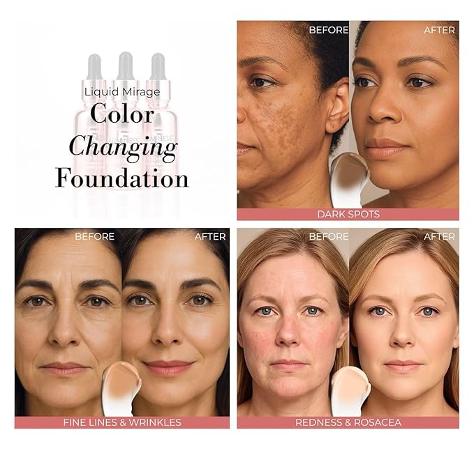 LUMINESS Liquid Mirage 3PC Kit - Color Changing Foundation with SPF 50 Primer & Makeup Brush, Hydrating & Lightweight Face Makeup, 4 in 1 Liquid Foundation, Concealer & Moisturizer (02 Medium)
