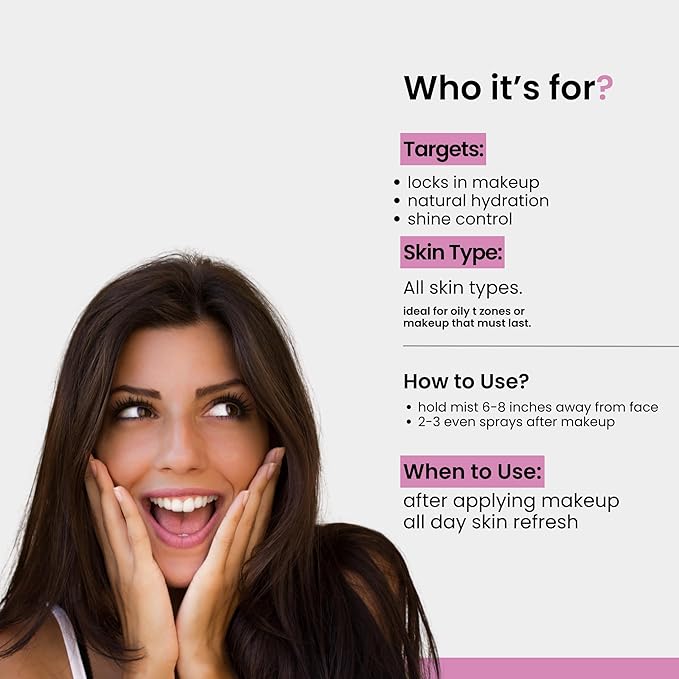 Matte Makeup Setting Spray | Mattifying Lock In Makeup Mist Keeps Fresh All Day | Add Vibrance & Shine to Your Look | Oil-Free Vegan Formula for All Skin Types | 4 oz