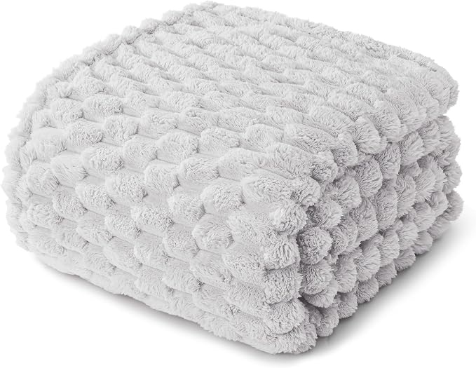 Whale Flotilla Soft Fleece King Size Bed Blanket 3D Jacquard, Light Grey | Lightweight Breathable Coverlet Bedspread for All Seasons, Super Cozy Plush Fluffy Fuzzy Decorative Blanket for Bed, 90"x104"