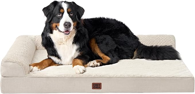 EHEYCIGA XXL Dog Bed Memory Foam, Orthopedic Giant Dog Bed Jumbo with Washable Removable Cover, Waterproof Pet Sofa Couch with Nonskid Bottom, 48x35x7.5, Beige | Washable Removable Cover, Waterproof Flat Pet Sofa Couch with Nonskid Bottom, 48x35x7.5