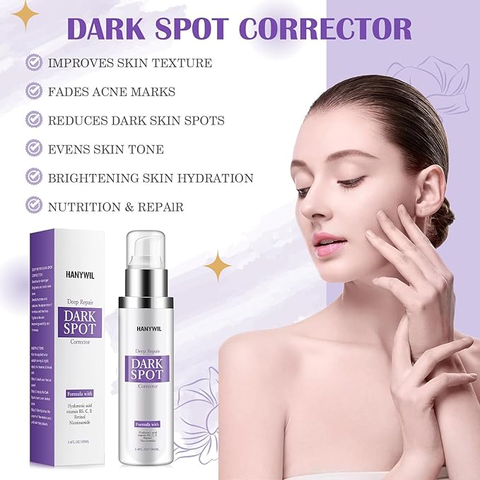 HANYWIL Dark Spot Remover for Face & Body Serum,Rapid Tone Repair Cream with Hyperpigmentation Treatment,Sun Spot, Age Spot & Melasma Remover,Dermatologist-Tested Brightening Retinol Serum (3.4 Fl Oz)