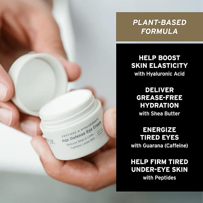 Supply Age Defense Eye Cream with Hyaluronic Acid, Shea Butter & Caffeine – Anti-Aging Eye Moisturizer Reduces Dark Circles, Puffiness & Under Eye Bags – Gentle, Plant-Based Skincare – 0.5 oz