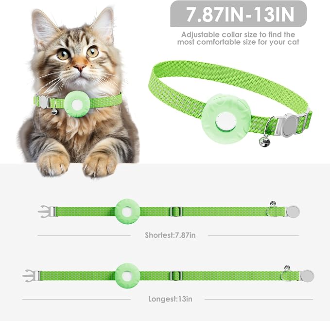 GPS Tracker for Cats (iOS Only), MINI GPS Cat Tracker, Pet Tracker, No Monthly Fee, Compatible with Apple Find My, Anti-Lost, Finder Tag for Vehicles, Pets, Kids, Items (Green)
