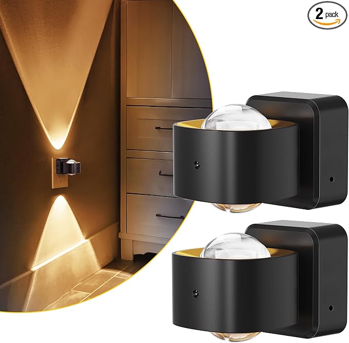 L LOHAS LED Night Light Projector, Night Lights Plug into Wall Light Sensor | Dusk to Dawn, 180°Rotating Nightlight for Kids, 0-150LM Dimmable Soft White Ambient Lighting for Bathroom, Decor, Gift, 2Pack