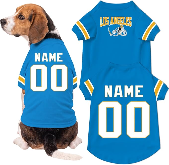 Los Angeles Dog Clothes Personalized Pet Jersey T-Shirt Custom Name Number