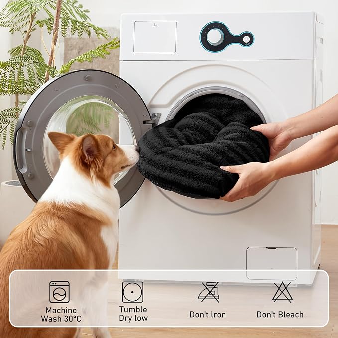 FURTIME Washable XL Dog Bed for Extra Large Dogs, Deluxe Dog Crate Beds | Comfy Fluffy Kennel Pad Anti-Slip Pet Sleeping Mat, Machine Washable Dogs Pillow, 40"x27"x3.5", Black