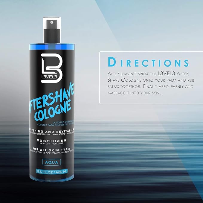 L3 Level 3 After Shave Spray Cologne - Softens Skin - Refreshes and Relieves Face and Skin - Moisturizing Formula Level Three After Shaving, Fresh Scent, 13.5 Fl Oz