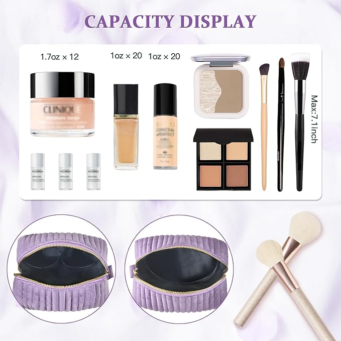 COSHAYSOO Sister Birthday Gifts for Women Best Friend Bestie Friendship Fashion Makeup Bag Make Up Cosmetic Pouch Travel Size Toiletries Skin Care Essentials Organizer Purple Velvet Initial Letter G