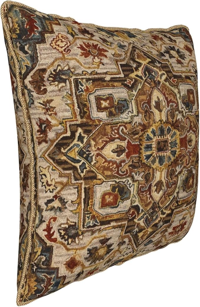 Terracotta Gold Vintage Velvet Pillow Covers 20x20 Inch Tan Brown Khaki Bohemian Tapestry Carpet Throw Pillows for Couch Soft Cushion Covers Pillowcase Aztec Boho Rug Pillow Cases for Bed Living Room