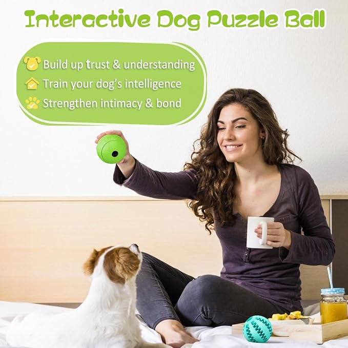 HIPPIH Indestructible Squeaky Dog Toys, Interactive Dog Balls 2 Pack