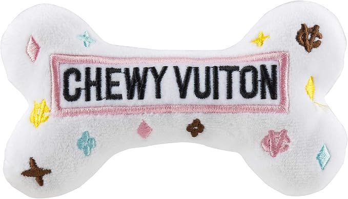 Haute Diggity Dog Chewy Vuiton Bone Plush Dog Toy, Designer Parody Toy
