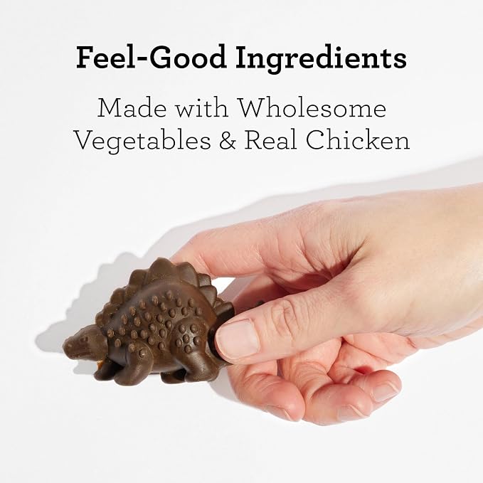 DreamBone Small DinoChews Rawhide-Free Dog Treats, 14 Count | No Grain Added, Daily Chew, Digests Safely and Completely, Made With Real Protein, Chicken and Veggies, For Adult Dogs