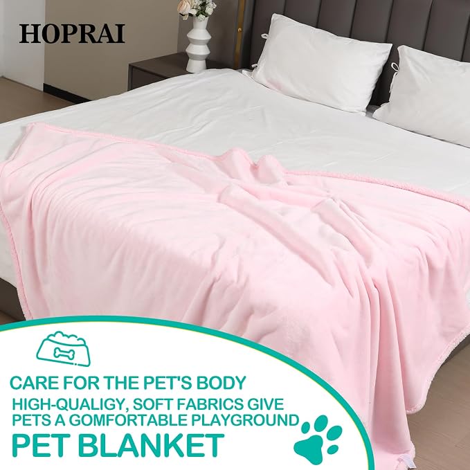 Dog Blanket, Waterproof Reversible Sherpa Fleece Throw Blanket, Furniture Cover for Bed, Couch, Sofa Protection from Liquid Pee and Pet Fur of Puppy, Cat (Pink XS20*27inches)