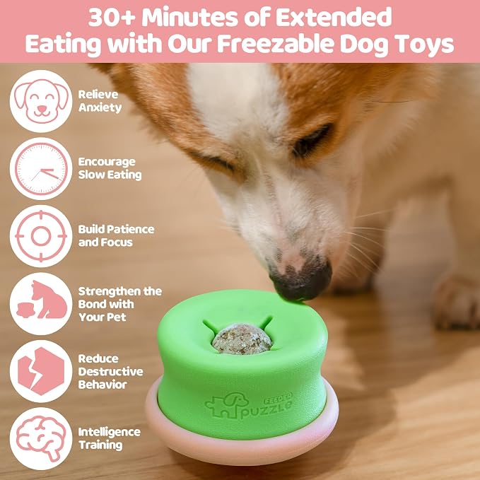 Puzzle Feeder Dog Puzzle Toys, Interactive Enrichment Dog Toys for Mental Stimulation, Slow Feeding, Treat Dispensing, and Freezable Fun to Keep Them Busy,Pink