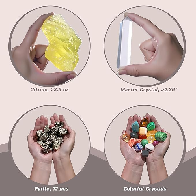 38 Pcs Crystals and Healing Stones. 65 oz Healing Crystal Set for Meditation, Crystal Collection, Decor. Oletiacisi Crystal Abundance Set. Sacred Geometric mat Help Setup a Crystal Grid