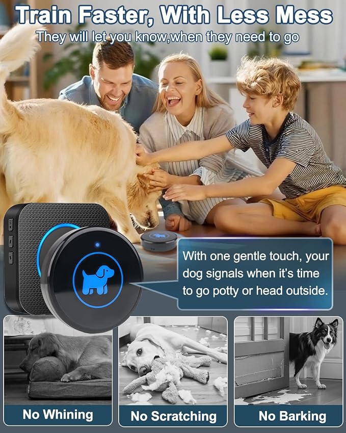 Dog Door Bell 2026 Enhanced Touch, Wireless Doggie Doorbell for Potty Training to Go Outside, IP65 Waterproof, 1000ft Range, 55 Melodies, 5 Modes & Adjustable Volume (4 Buttons)