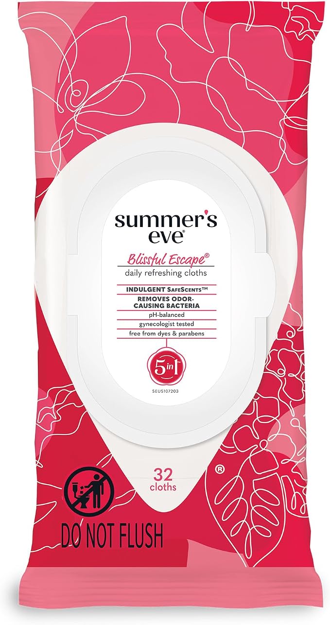 Summer's Eve Blissful Escape Daily Refreshing Feminine Spray, 3 Pack and Wipes, 32 Count