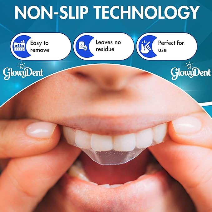 GlowyDent Teeth Whitening Strips – 21 Treatment (42 Strips), Pap+ Enamel-Safe Whitening Technology, Peroxide-Free for Sensitive Teeth