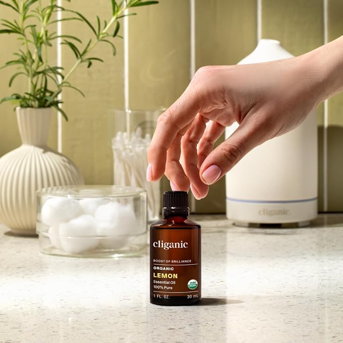 Cliganic USDA Organic Lemon Essential Oil, 100% Pure & Natural | Undiluted, for Aromatherapy, Household Cleaning | Non-GMO Verified