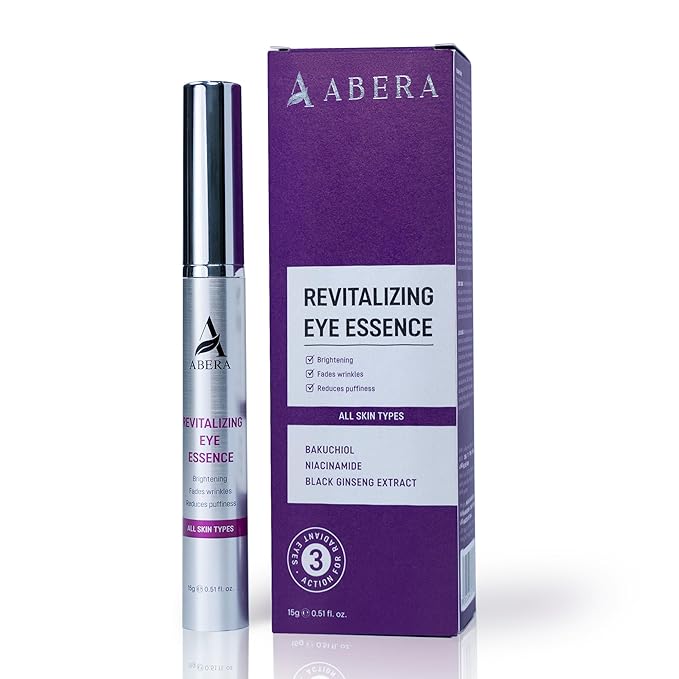 Abera Eye Revitalizing Essence, Anti-Aging Treatment with Bakuchiol and Black Ginseng, Dark Circles and Fine Lines – 0.51 fl oz