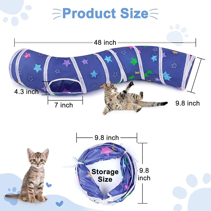 Glittme S-Shape Cat Tunnel, Foldable Cat Tunnels for Indoor Cats