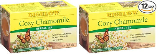Bigelow,Cozy Chamomile Herbal, Caffeine Free Tea with Chamomile Flowers, 240 Total Tea Bags, 20 Count Box (Pack of 12)