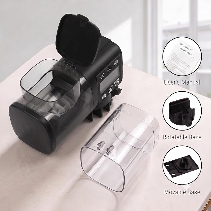 Automatic Fish Feeder: 500ml Bluetooth App Timer | Aquarium pet food dispenser, holiday travel, betta turtle, moisture-proof lid, anti-clog, 4-month battery