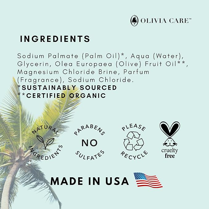 Coconut Magnesium Organic Bar Soap - Natural Moisturizing Body Soap for Sensitive Skin - Triple Milled Soap with Coconut Oil - Plastic Free 3 Pack