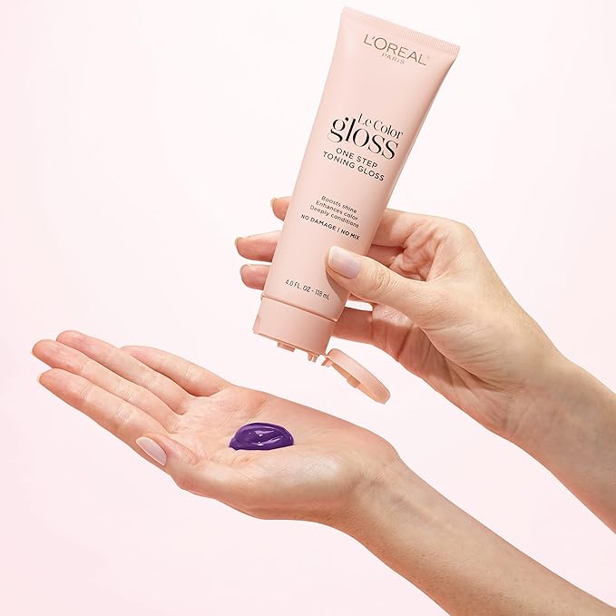 L’Oréal Paris Le Color Gloss One Step In-Shower Toning Hair Gloss, Neutralizes Brass, Conditions & Boosts Shine, Iridescent Plum Purple, 4 Ounce