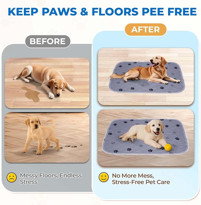 Fostanfly Reusable Puppy Pads, Washable & Absorbent, 18"x24"-2 Pack, Gray | Washable Pee Pads for Dogs, Leakproof & Waterproof Wee Wee Mat, Non Slip Training Potty Pads for Crate, Playpen