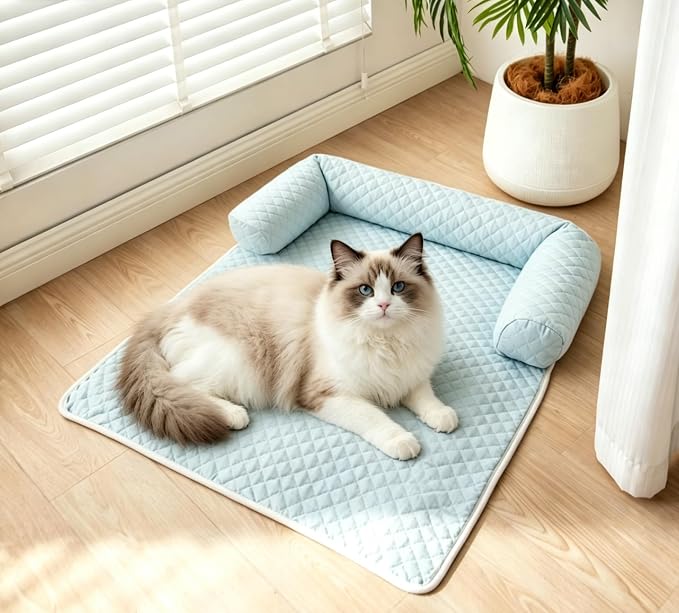 Cat Bed Blanket with Pillow, 31.5''x35.5'' Washable Pet Sofa Cover, Couch Protector Pet Blanket Cat Mat, Non-Slip Furniture Protector Mat (Black & White Leaf-Patterned) (23''x31'')