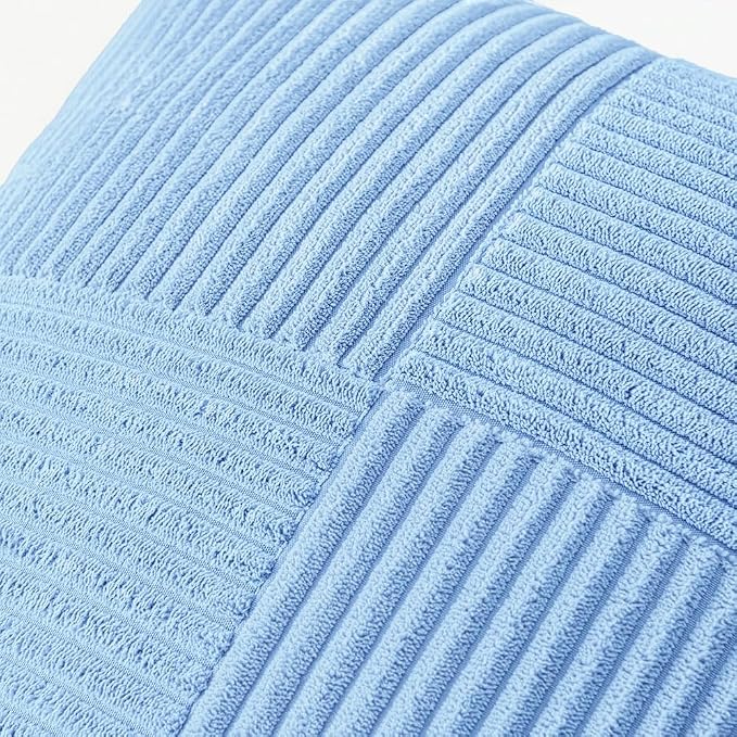 MIULEE Light Blue Decorative Throw Pillow Covers for Couch 18x18 Inch | 2 Pack, Boho Farmhouse Pillow Covers, Soft Cross Corduroy Patchwork Textured Cushion Cases For Bed Sofa