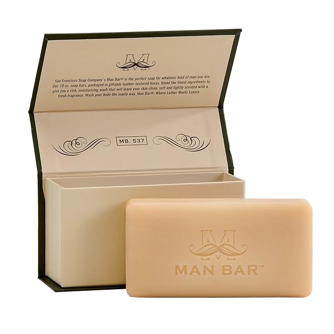 San Francisco Soap Company Bergamot and Cognac Fragrance Man Bar - Invigorating - No Harmful Chemicals - Good for All Skin Types - Made in the USA