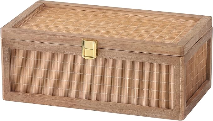 Memory Box, Unique Bamboo Keepsake Boxes with Hinged Lids, Boho Wedding Keepsake Box, Decorative Box with Lid for Crafts, trinkets and Photo Storage