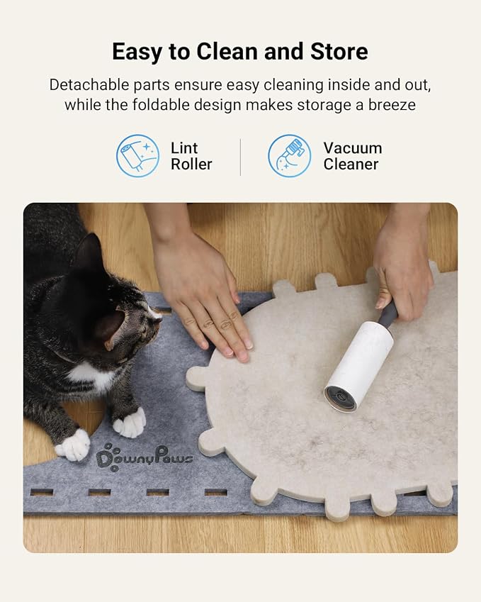 DownyPaws Cat House for Indoor Cats,Peekaboo Cat Bed Cave, Light Gray | Cat Hideaway Enclosed Bed,Cave Hideout Fort,Kitten Cube Castle Hut Tunnel for Cats,Hide Box Bed for Large Cat Up to 22 Lbs