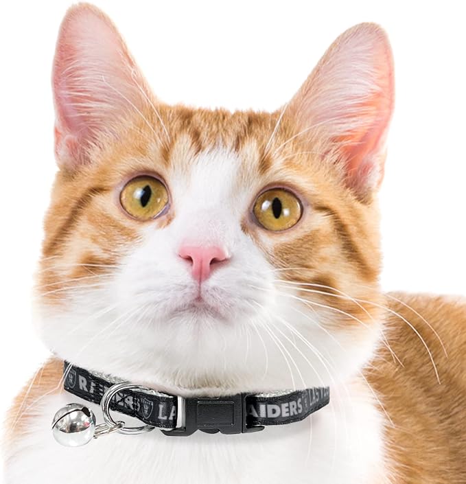 Pets First COLLAR for CATS - NFL LOS VEGAS RAIDERS CAT COLLAR. - Strong & Adjustable FOOTBALL Cat Collars with Metal Jingle Bell