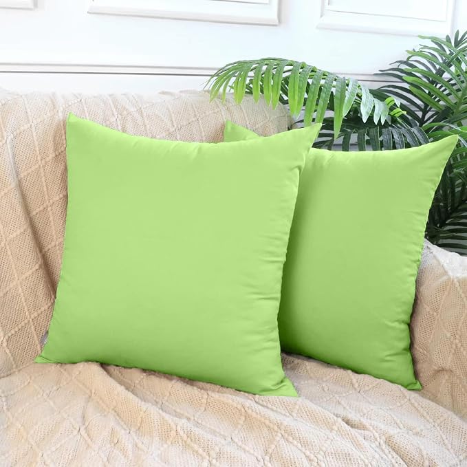 Thmyo 4-Pack 100% Cotton Comfortable Solid Decorative Throw Pillow Case, Square Cushion Cover Pillowcase Sublimation Blank Pillow Covers DIY Throw Pillowcase for Sofa(18x18 inch/ 45x45cm,Pea Green)