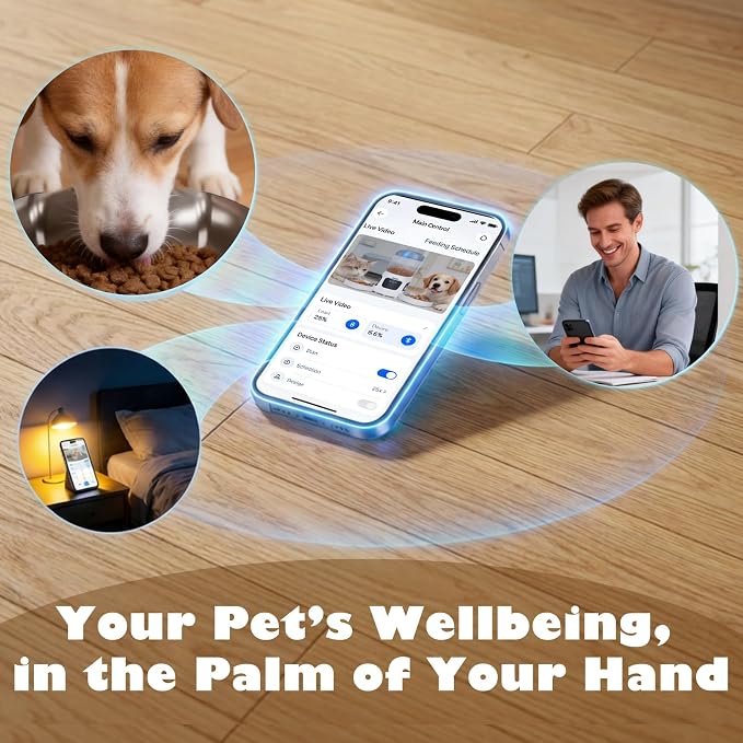 Automatic Cat Feeder for 2 Cats, 6L Smart Pet Dispenser with Camera | Dual Bowl Design, 1080P HD Night Vision, 2-Way Audio, App Control 2.4G/5G WiFi, Timed Meal Dispenser for Multiple Cats & Dogs