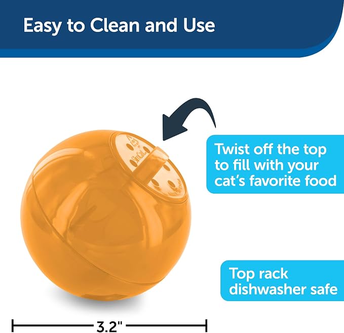 PetSafe Slimcat Feeder Ball - Interactive Game for Your Cat - Fill with Food and Treats - Orange (Pack of 6)
