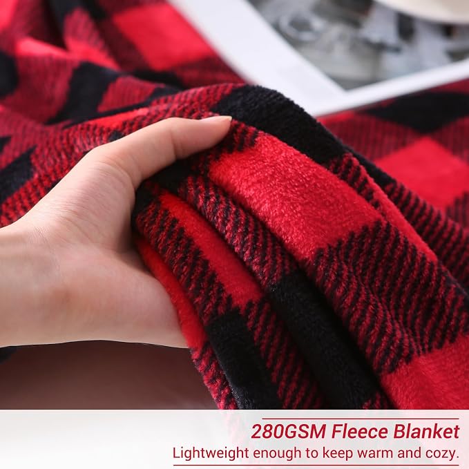 Viviland Checkered Blanket Queen Size - Soft Fuzzy Cozy Buffalo Plaid Microfiber Blanket for Bed, 90x90 Inches